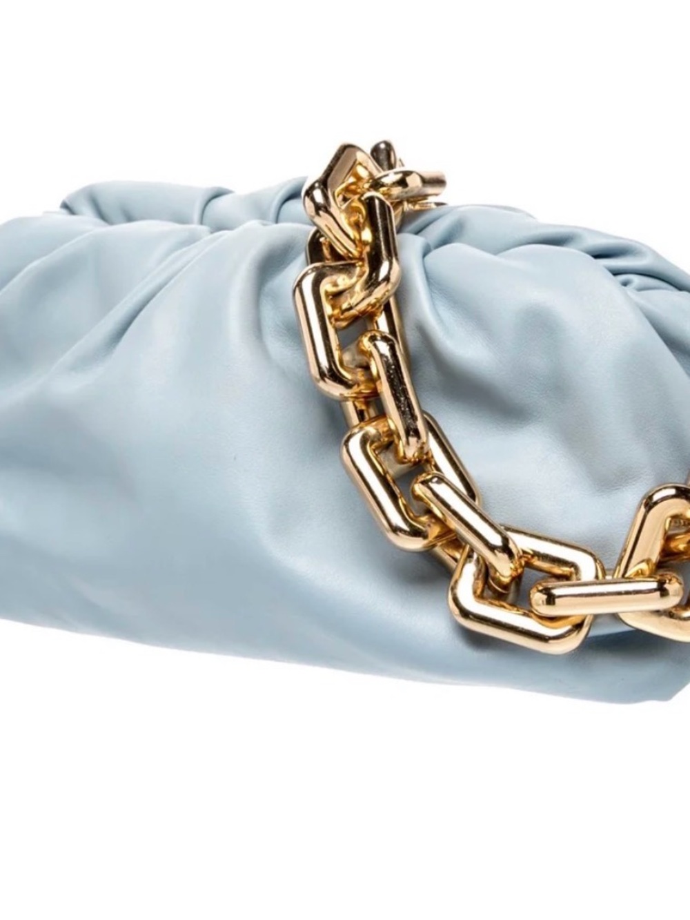 Bottega Veneta Powder Blue Padded Clutch with Gold Chain - Picture 2 of 6